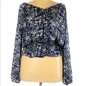 Blue, black, and white Michael Michael Kors peplum long sleeve blouse size XL